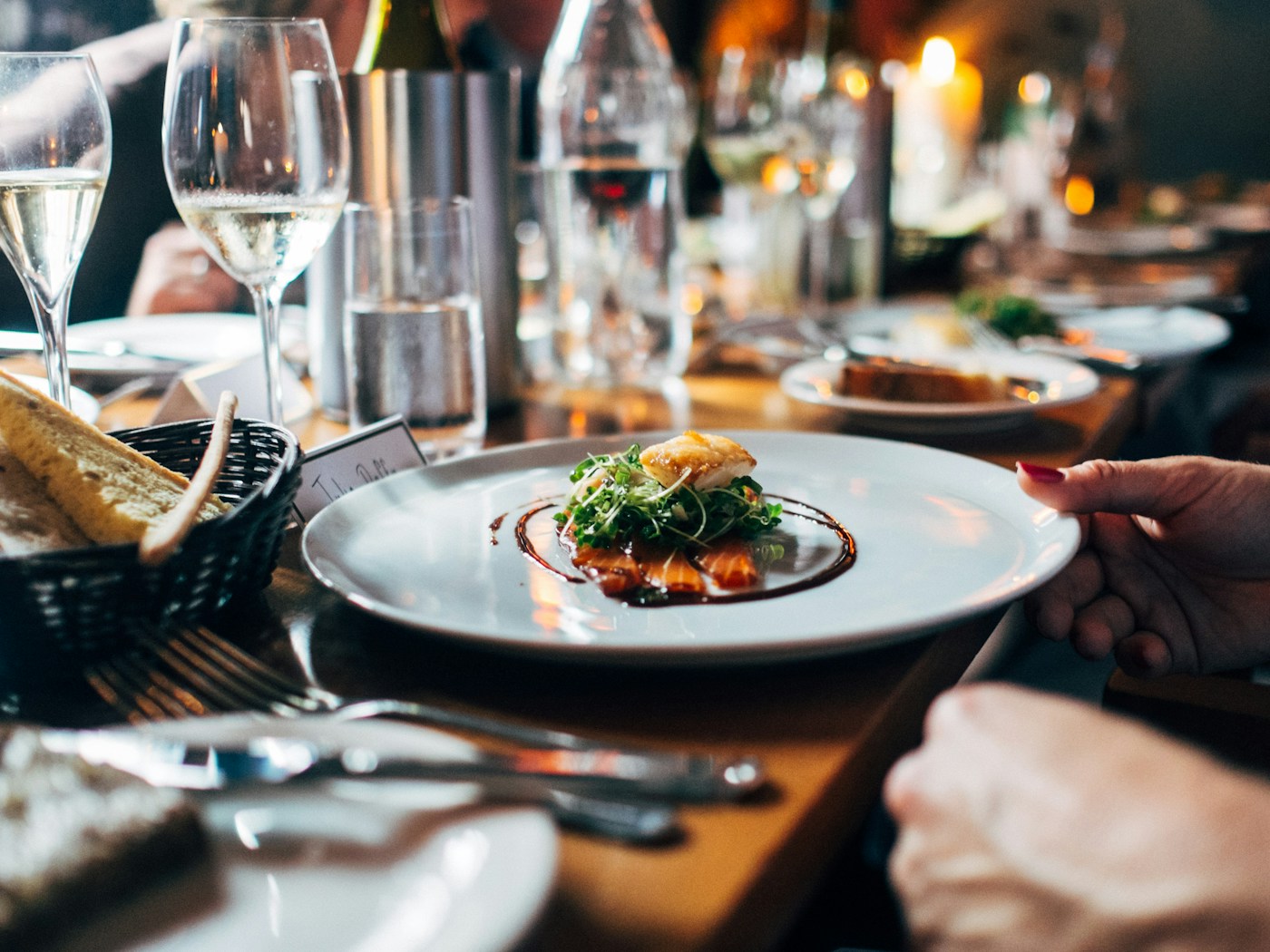 Modern restaurant interior with technology integration